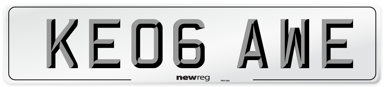 KE06 AWE Number Plate from New Reg